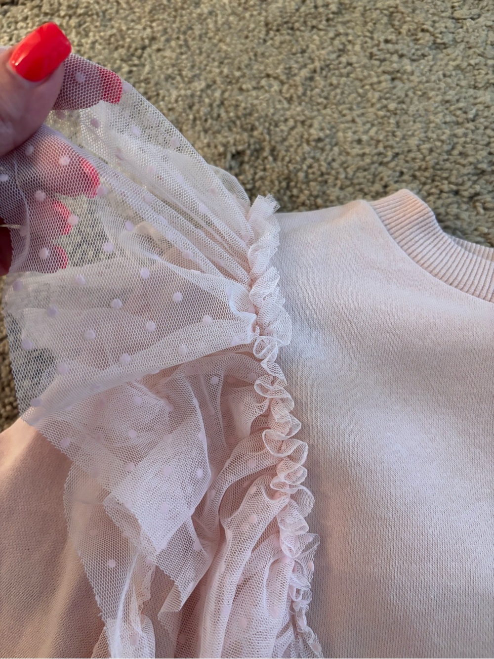 H&M Light Pink Ruffle Shoulder short Set - Picture 2 of 5